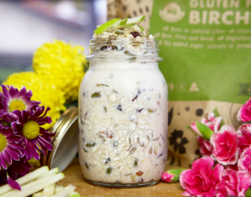 Organic living breakfast foods, muesli